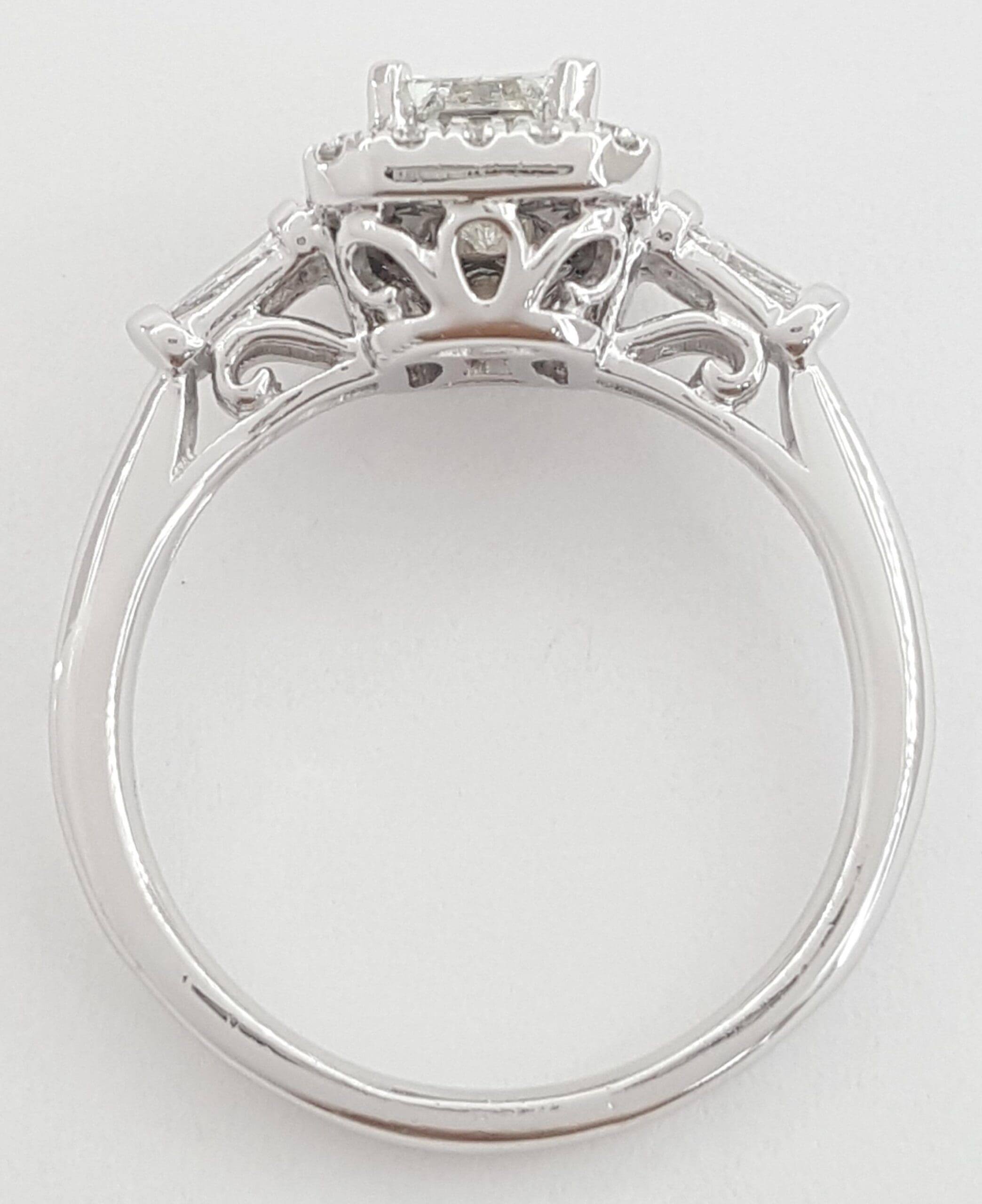 Emerald Cut Diamond Halo Engagement Ring 1.08 ct Platinum