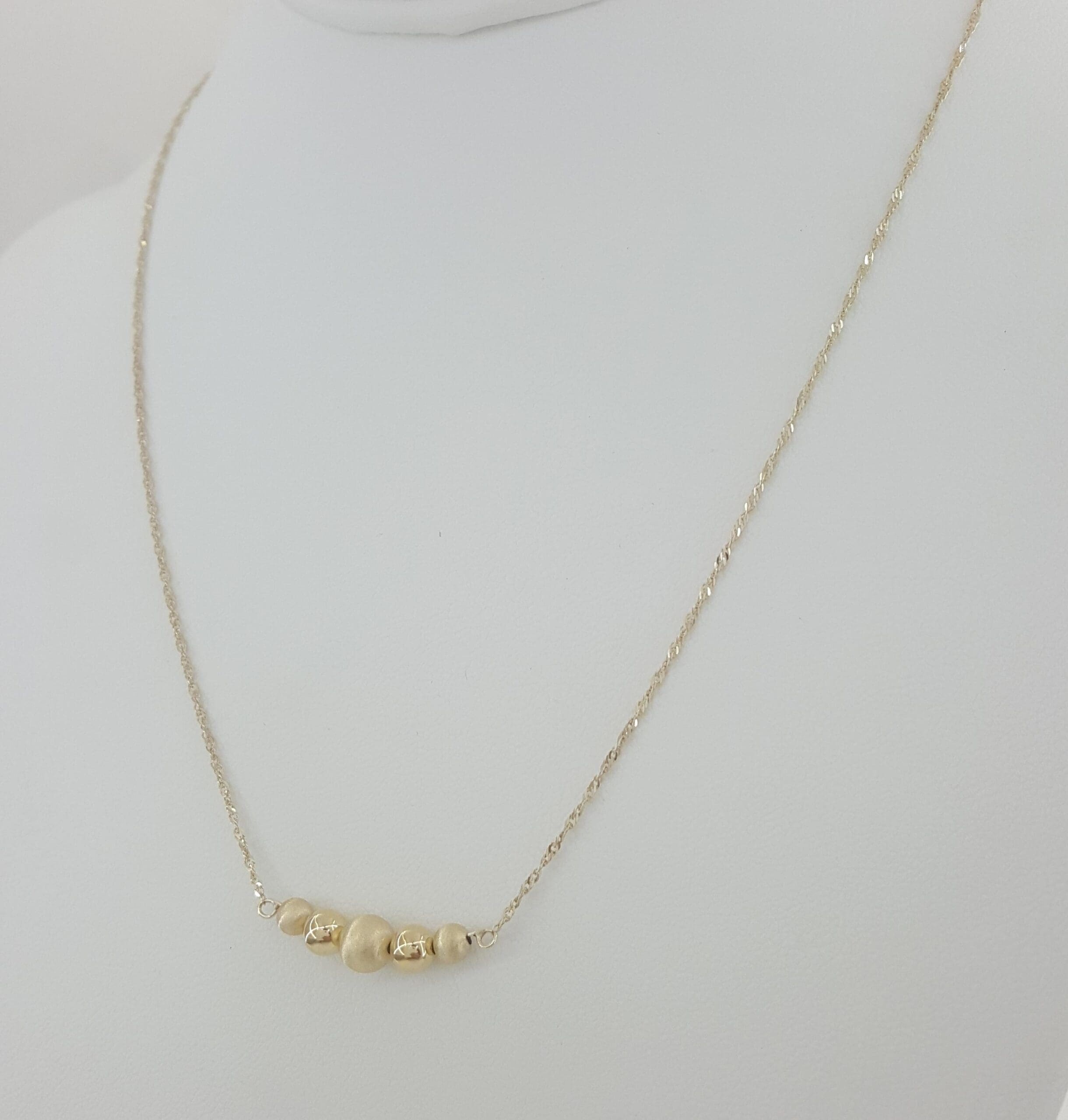 Gold Bead Necklace 14K Yellow Gold Italy 18" 1.8 Grams