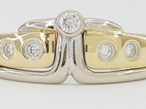 Diamond 18k Yellow & White Gold Tiara Ring 7.2mm 0.06 ct