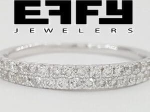 Effy Two 2-Row Diamond Wedding Anniversary Band Ring 0.5 ct 14K White Gold
