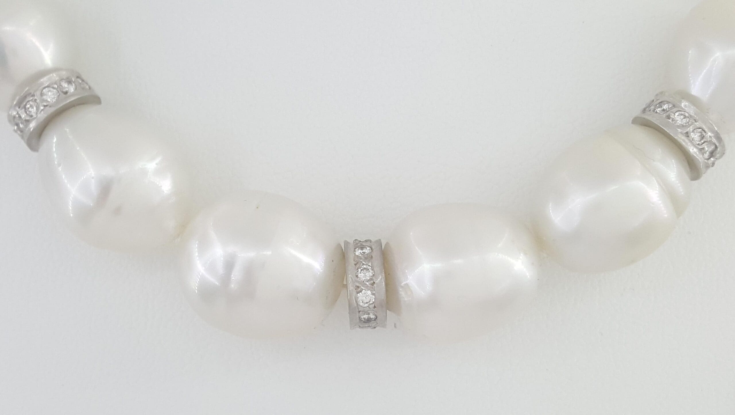 South Sea Pearl Diamond Necklace 2.75 ct 31.5" or 16.5" & 15" 18K White Gold