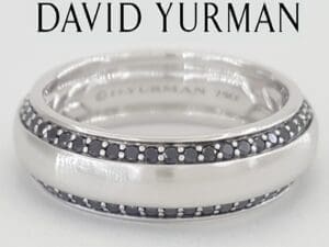 David Yurman Beveled Black Diamond Band Ring 0.72 ct 18k White Gold Rtl $5.2K