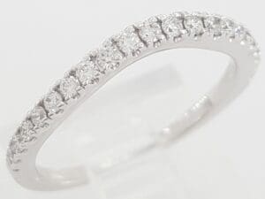 Round Diamond Curve Wedding Band 0.25 ct 14k White Half Circle Gold 2 mm