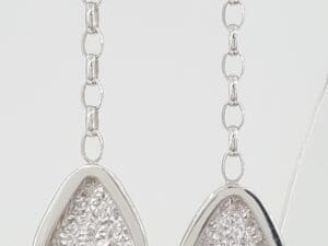 White Gold Drop Dangle Earrings Italy 14K 5 Grams 2"
