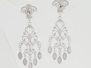 White Gold Chandelier Drop Dangle Earrings 14K 2.7 Grams 1.5"