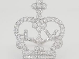 Louis Vuitton Diamond Blason Crown Ring 1.2 ct 18k White Gold