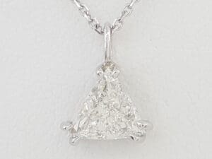 Trillion Diamond Solitaire Pendant Necklace 0.97 ct 14K White Gold GIA Rtl $6.5K