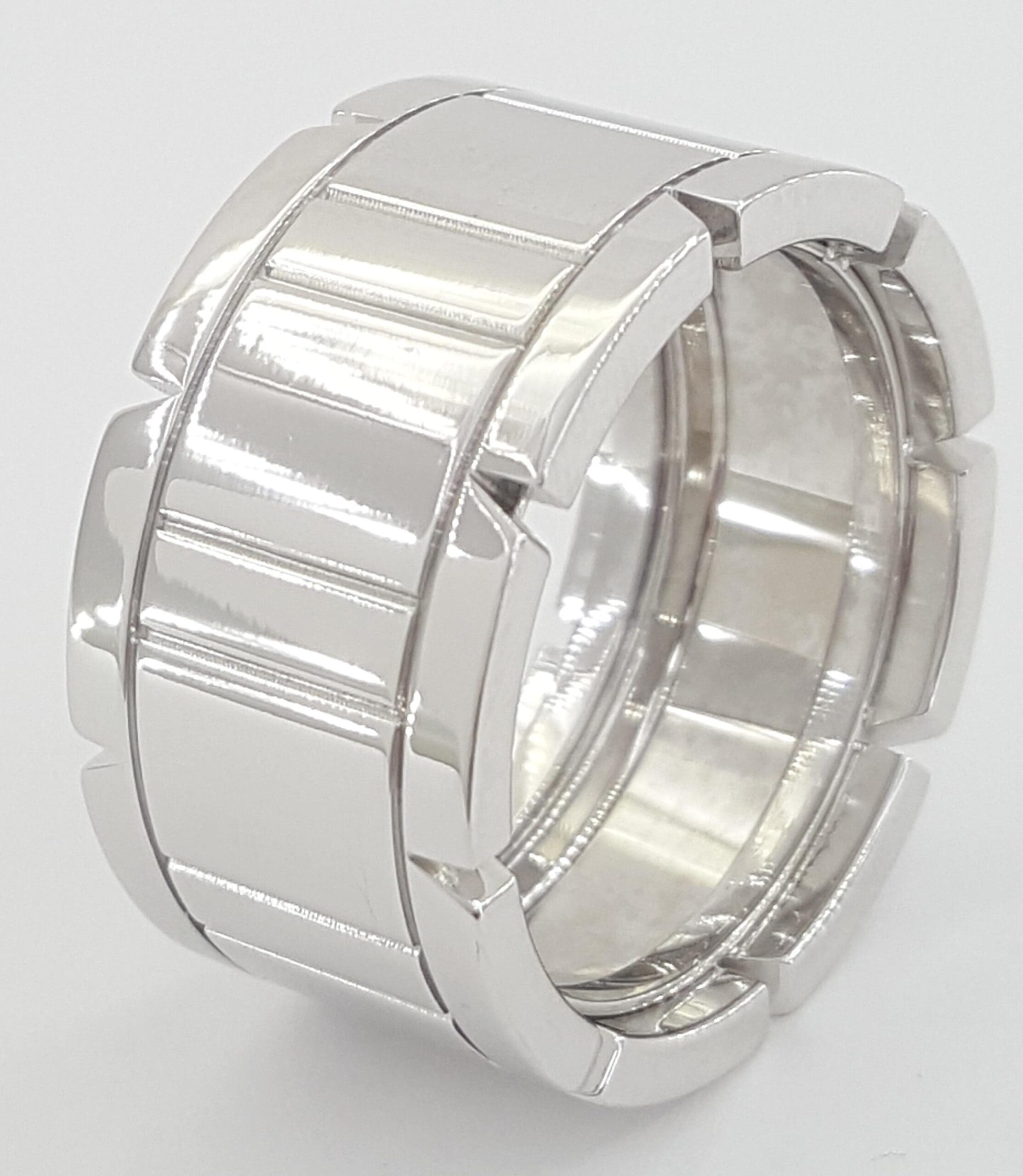 Cartier Tank Francaise Large Wedding Band Ring 18k White Gold 12 mm Size 61 US 9
