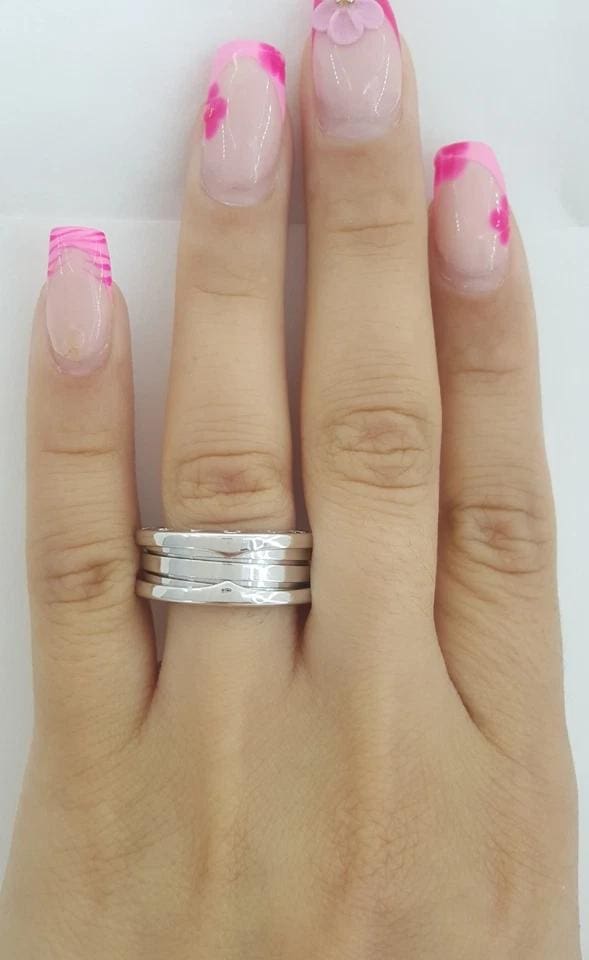 Bvlgari Bulgari B.Zero1 Three-Row Band 18k White Gold Size 57 Retail $3,100