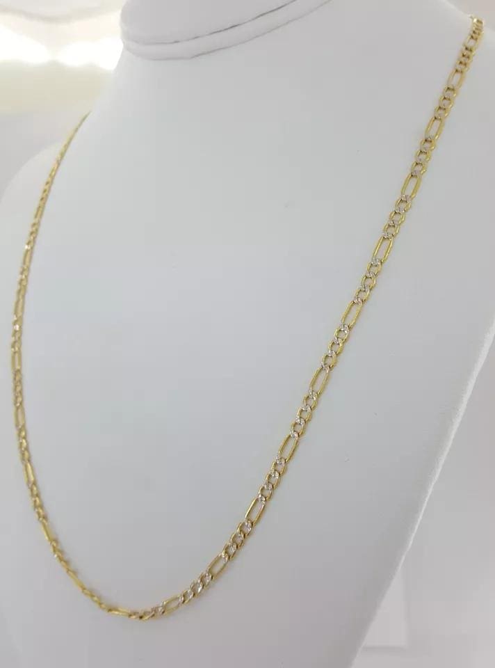 Yellow Gold Figaro Lightweight Chain Necklace 10K 22" Long 4.3 Grams 3.4 mm Wide