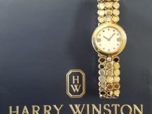 Harry Winston Premier Ladies 18k Yellow Gold Diamond Quartz Watch 22.6mm 66 Gr