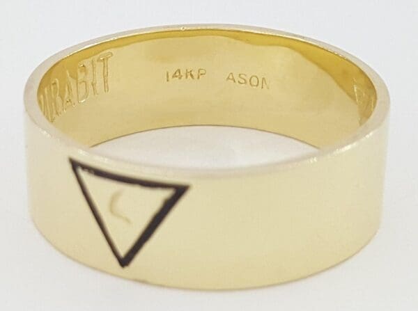Masonic Freemasons Virtus Junxit Mors Men's Ring 14K Gold 7.4 mm