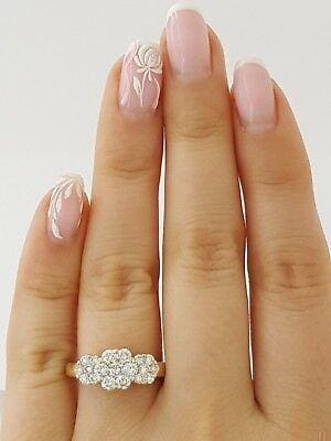 Round Cut Diamond Cluster Style Flower 1 ct 14K Yellow Gold Engagement Ring