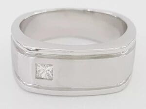 Princess Diamond Men's Wedding Band Ring 0.15 ct 14K White Gold 9 mm 11.7 Grams