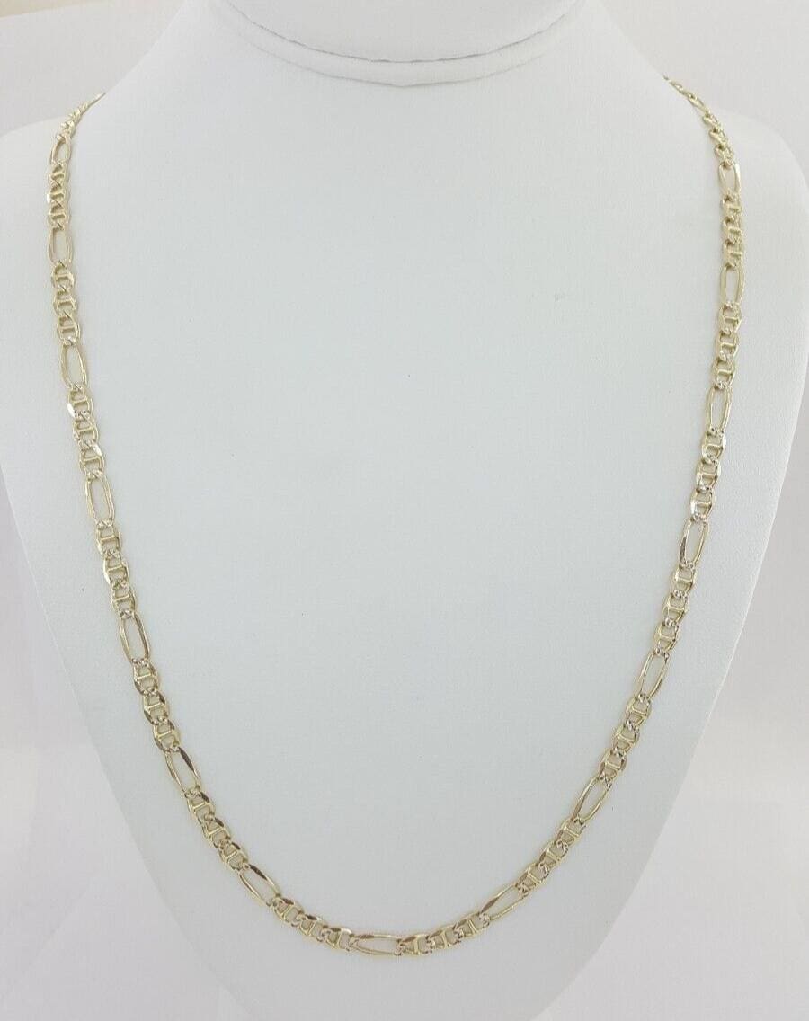 14K Yellow Gold Figaro Chain Necklace 25" Inches 18 Grams 5 mm Wide