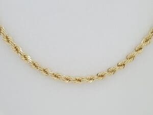 14K Yellow Gold Diamond Cut Rope Chain Necklace 24" 18.3 Grams 3 mm wide