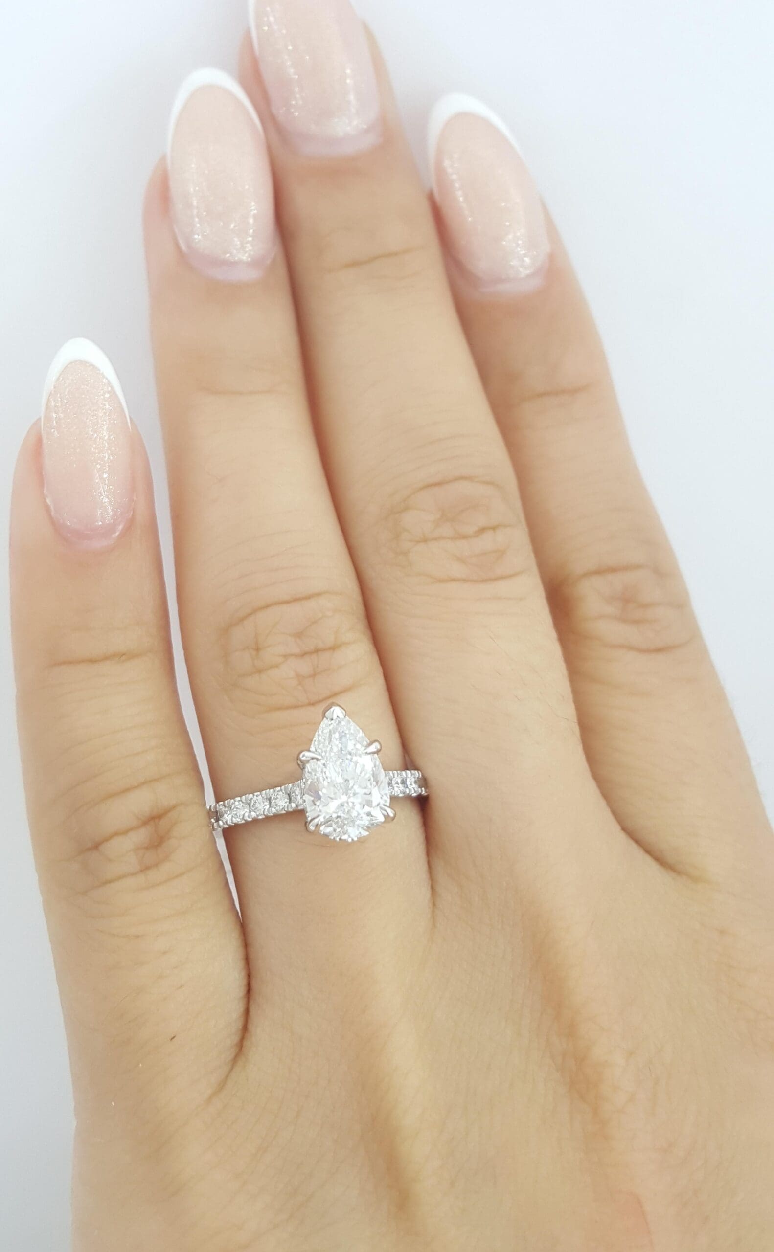 Pear Diamond Hidden Halo Engagement Ring Platinum 2.13 ct Rtl $14,500