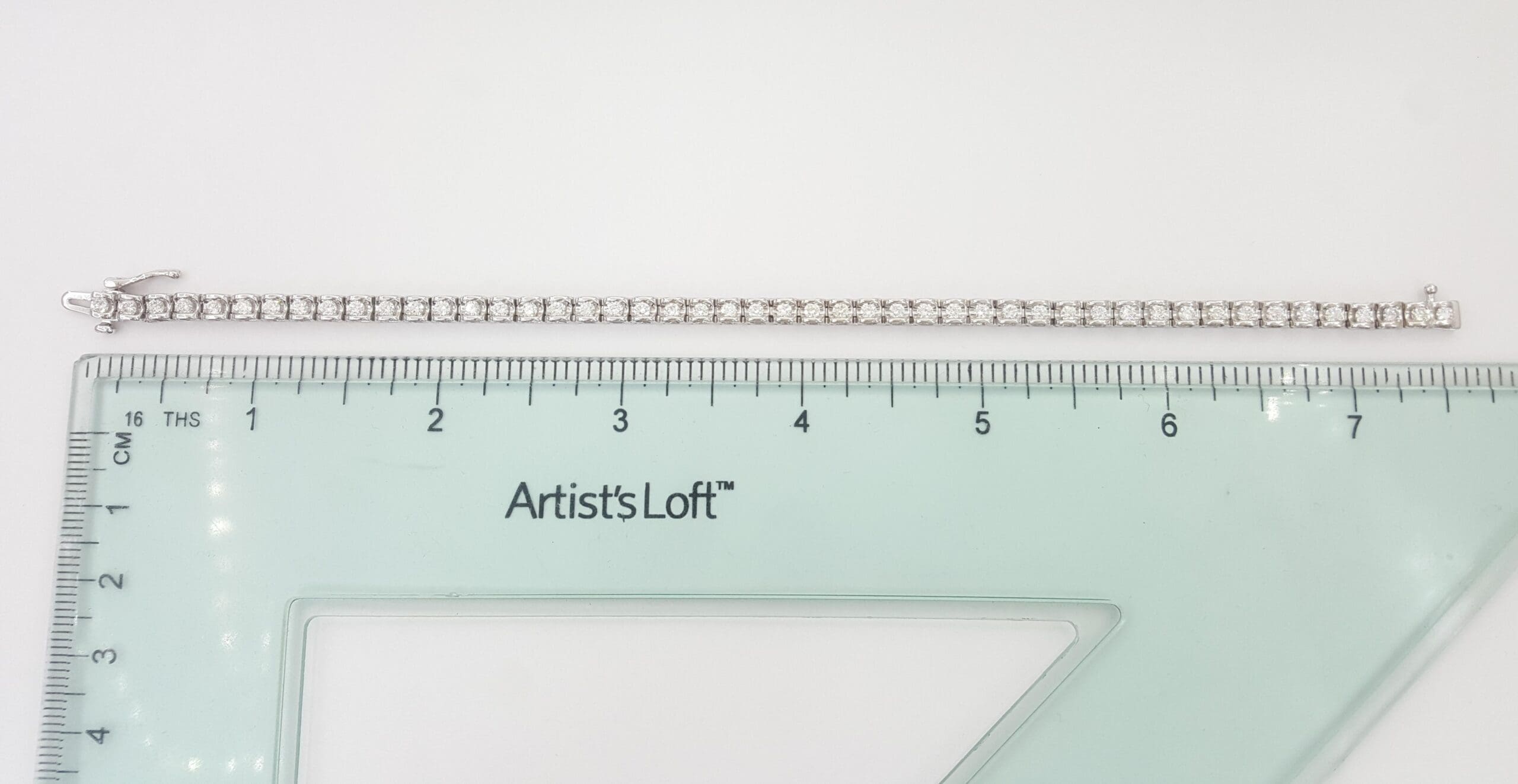 Round Diamond Tennis Bracelet 2.04 ct 14K White Gold 7.5" 3.8mm Retail $6,950