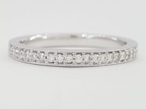 Half Circle Round Diamond 0.20 ct Pave Wedding Band 2.2mm 14k White Gold