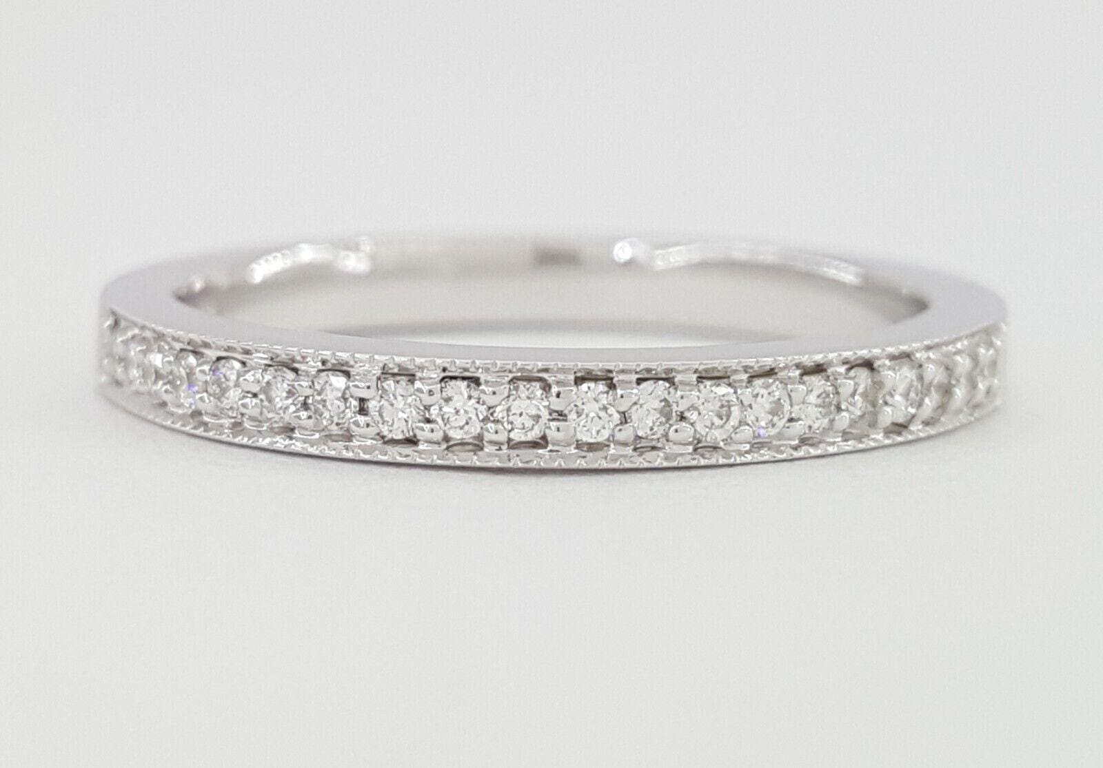 Half Circle Round Diamond 0.20 ct Pave Wedding Band 2.2mm 14k White Gold