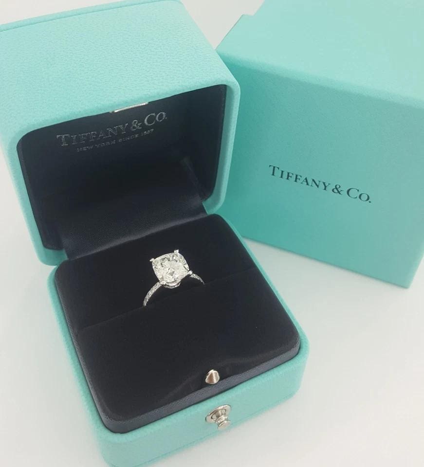 Tiffany & Co Novo Cushion Cut Diamond Engagement Ring 3.18 ct Retail $115,000