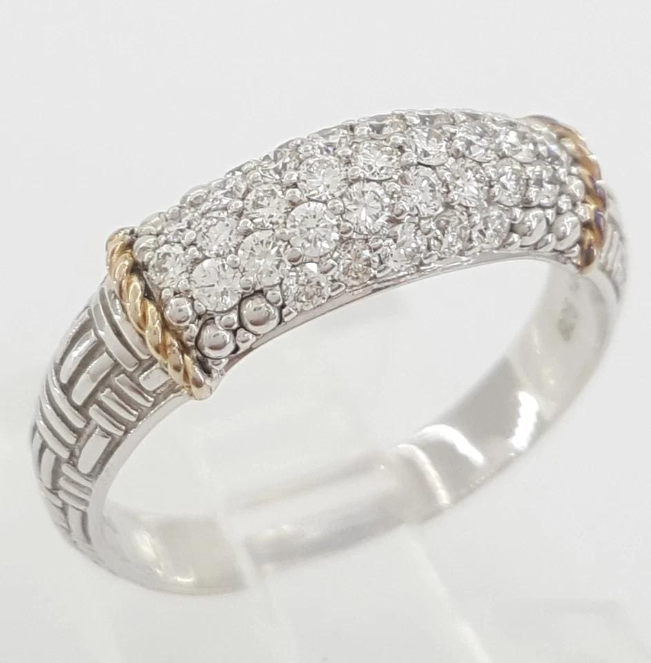 PiyaRo Tessoro Pave Diamond Band Ring 0.5 ct Silver & 14K Gold