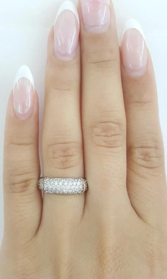 PiyaRo Tessoro Pave Diamond Band Ring 0.5 ct Silver & 14K Gold