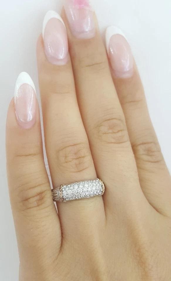 PiyaRo Tessoro Pave Diamond Band Ring 0.5 ct Silver & 14K Gold