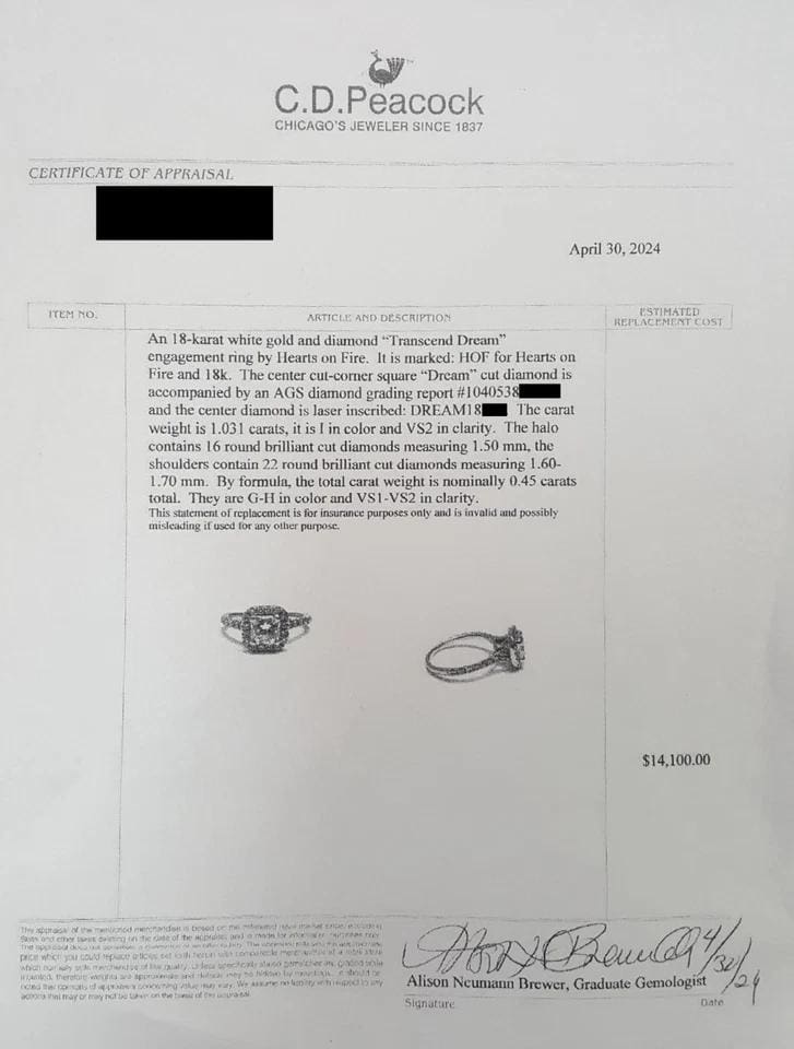 HOF Hearts on Fire Dream Cut Diamond Engagement Ring 1.48 ct Platinum Rtl $14.1K