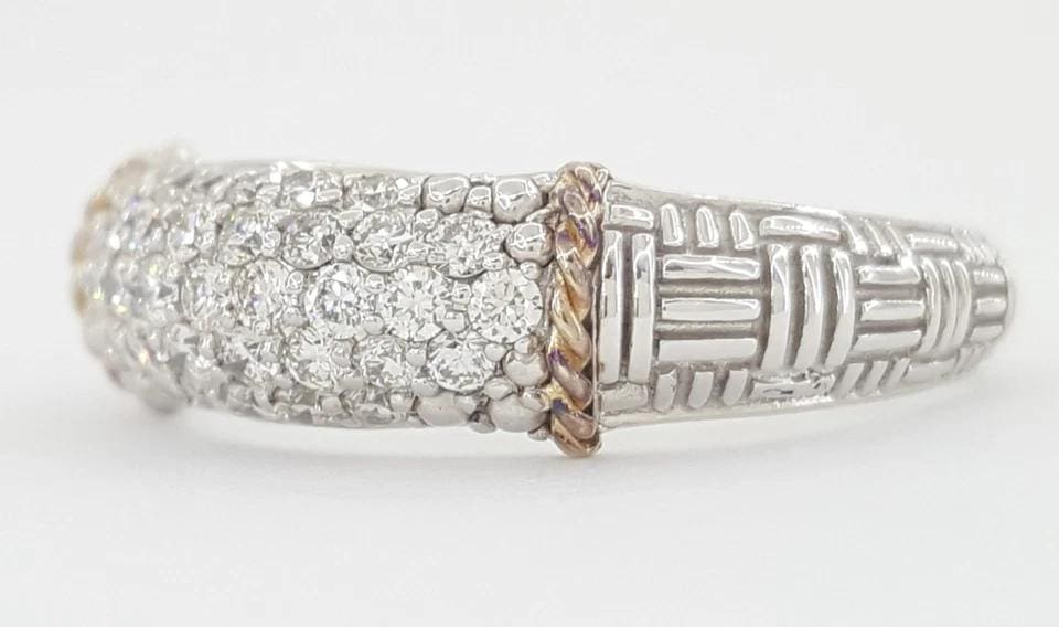 PiyaRo Tessoro Pave Diamond Band Ring 0.5 ct Silver & 14K Gold