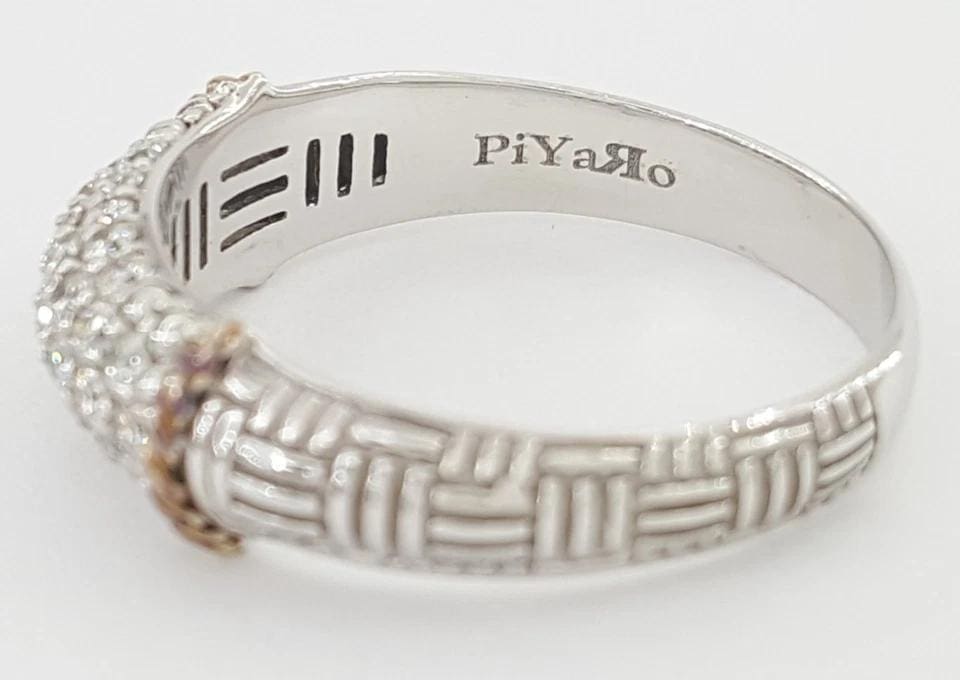 PiyaRo Tessoro Pave Diamond Band Ring 0.5 ct Silver & 14K Gold