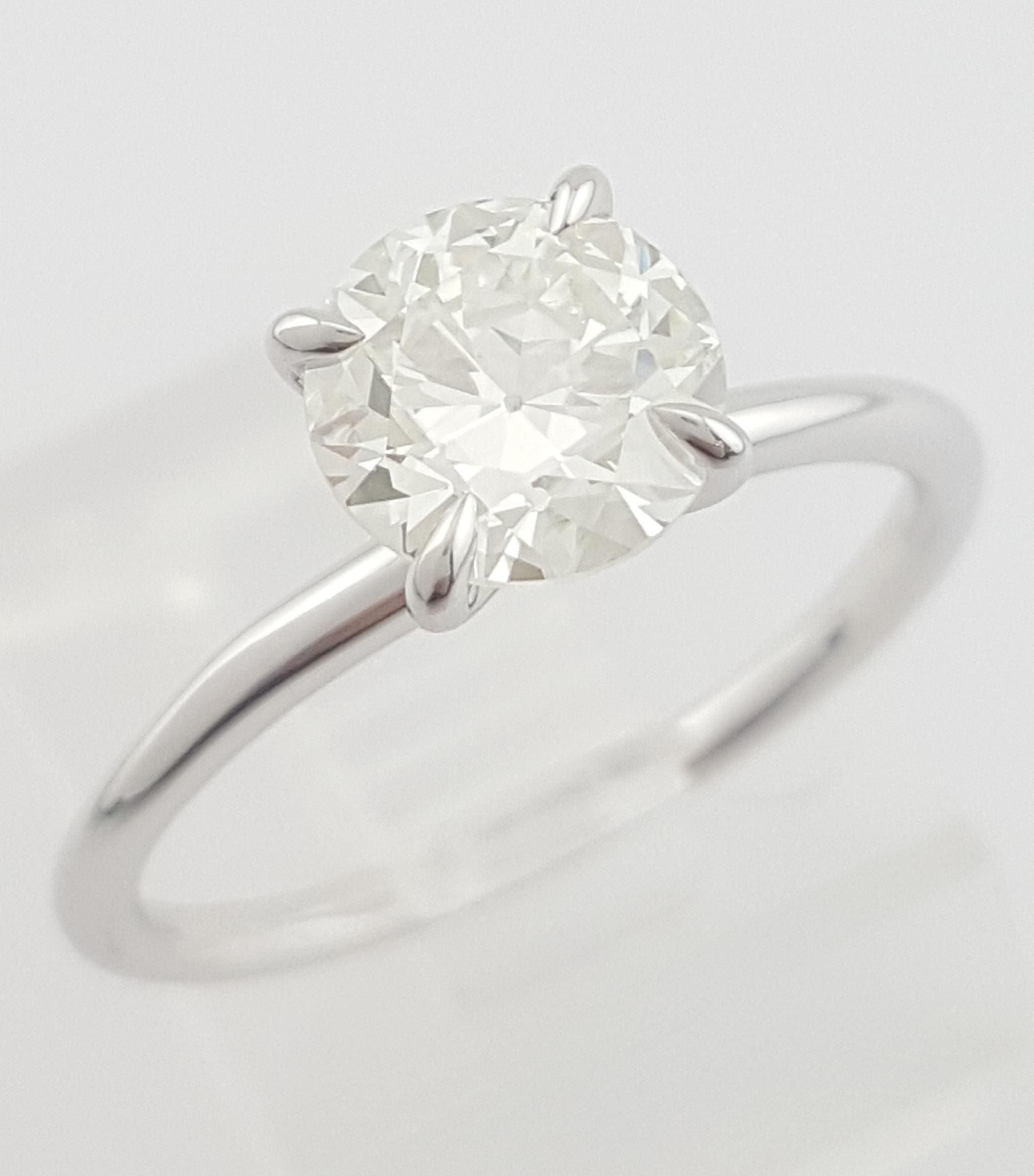 Antique Old European Cut Diamond Solitaire Engagement Ring 1.24 ct 14k W Gold