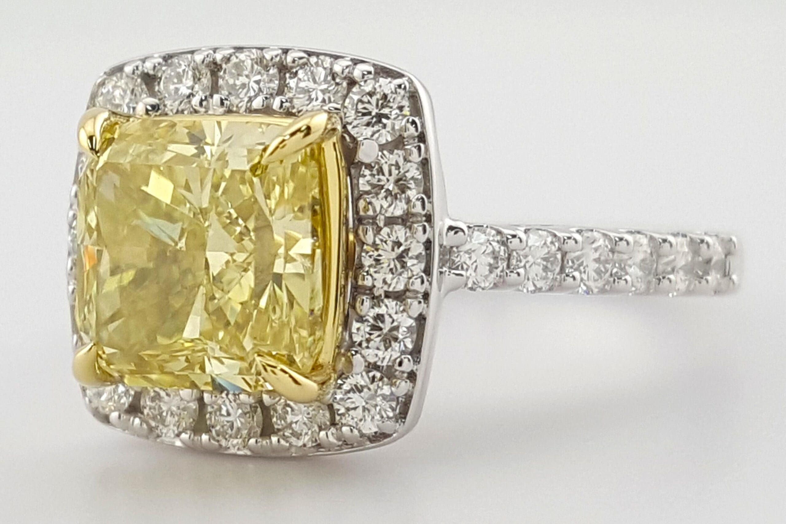 Fancy Deep Yellow Radiant Diamond Halo Engagement Ring 3.54 ct Flawless Rtl $55K