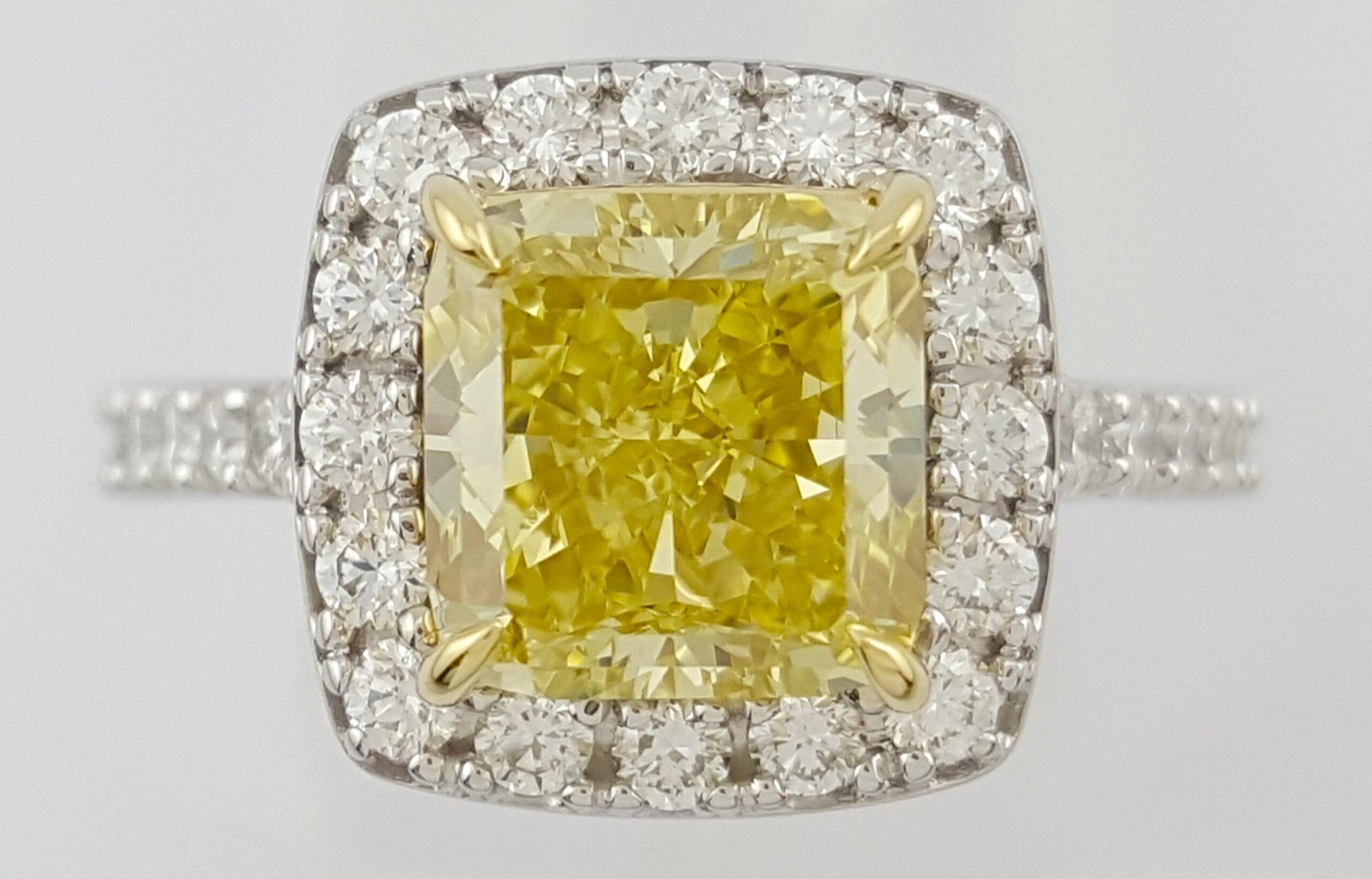 Fancy Deep Yellow Radiant Diamond Halo Engagement Ring 3.54 ct Flawless Rtl $55K