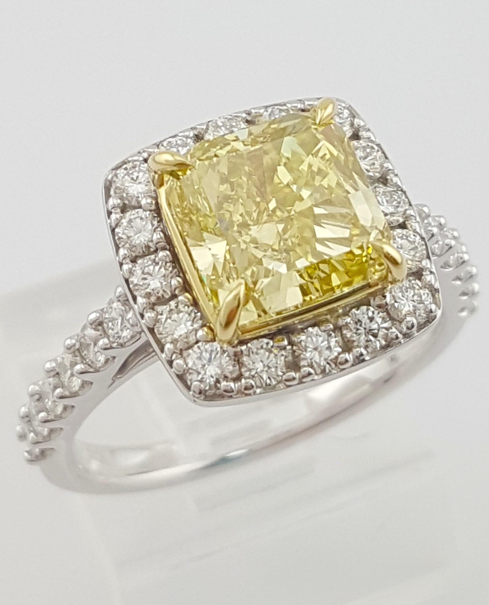 Fancy Deep Yellow Radiant Diamond Halo Engagement Ring 3.54 ct Flawless Rtl $55K