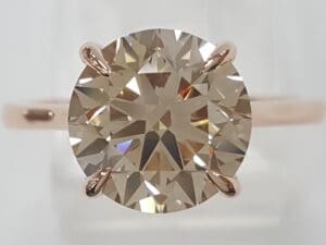 Natural Champagne Round Diamond Solitaire Engagement Ring 3.52 ct 14k Rose Gold
