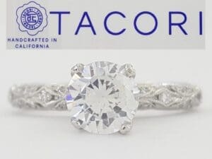 Tacori Platinum Semi-Mount Diamond Engraved Engagement Ring 0.35 ct Rtl $4,950