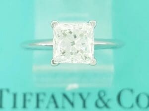 Tiffany & Co Princess Diamond Solitaire Engagement Ring 1.56 ct Plat Rtl $28K