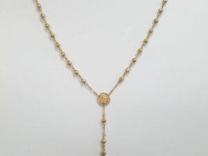 Crucifix Rosary 14k Yellow Gold Bead Necklace 29" 14.5 gr