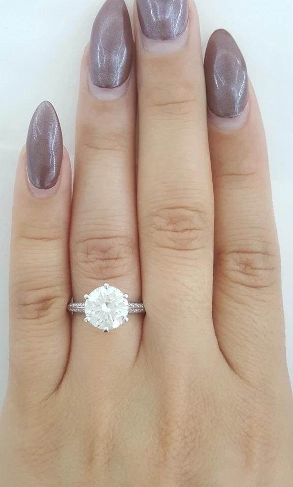 Tiffany & Co Solitaire Pave Diamond Engagement Ring 2.89 ct H/VVS1 Rtl $90K