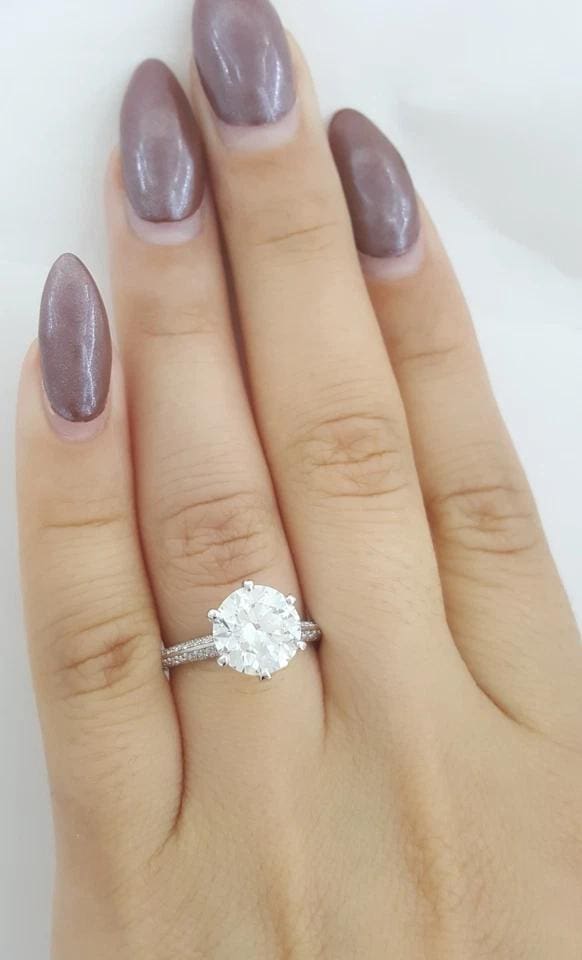Tiffany & Co Solitaire Pave Diamond Engagement Ring 2.89 ct H/VVS1 Rtl $90K