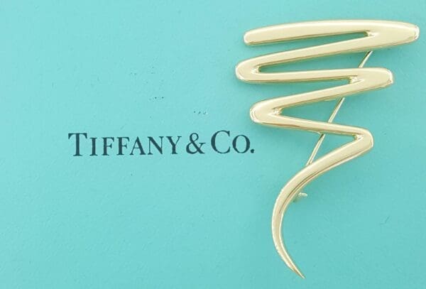 Tiffany & Co Paloma Picasso 18K Yellow Gold Zig-Zag Squiggle Pin