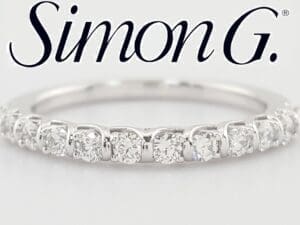 Simon G Round Diamond Caviar Wedding Band MR2492 18k White Gold 0.36ct Rt $2,088