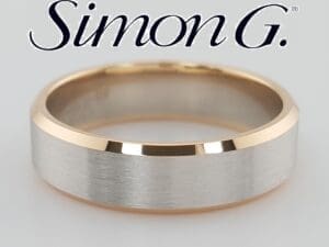 Simon G. Men's LG108 Wedding Band Ring 14k White & Rose Gold Rt $2,840