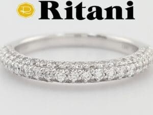 Ritani Round Diamond 21340 Wedding Band Ring 0.83 ct 14k White Gold Rtl $3,458
