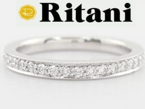 Ritani Round Diamond 21697 Wedding Band Ring 0.24 ct 18k White Gold Rtl $2,798