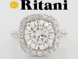 Ritani Masterwork 1RZ2817 Semi-Mount Engagement Ring 0.83ct 14k W Gold Rt $5,375