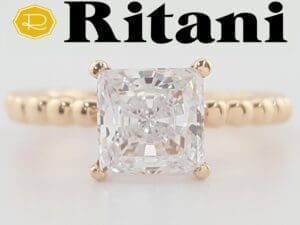 Ritani 1RZ1325 Surprise Diamond Beaded Semi-Mount Engagement Ring 18k Gold $830