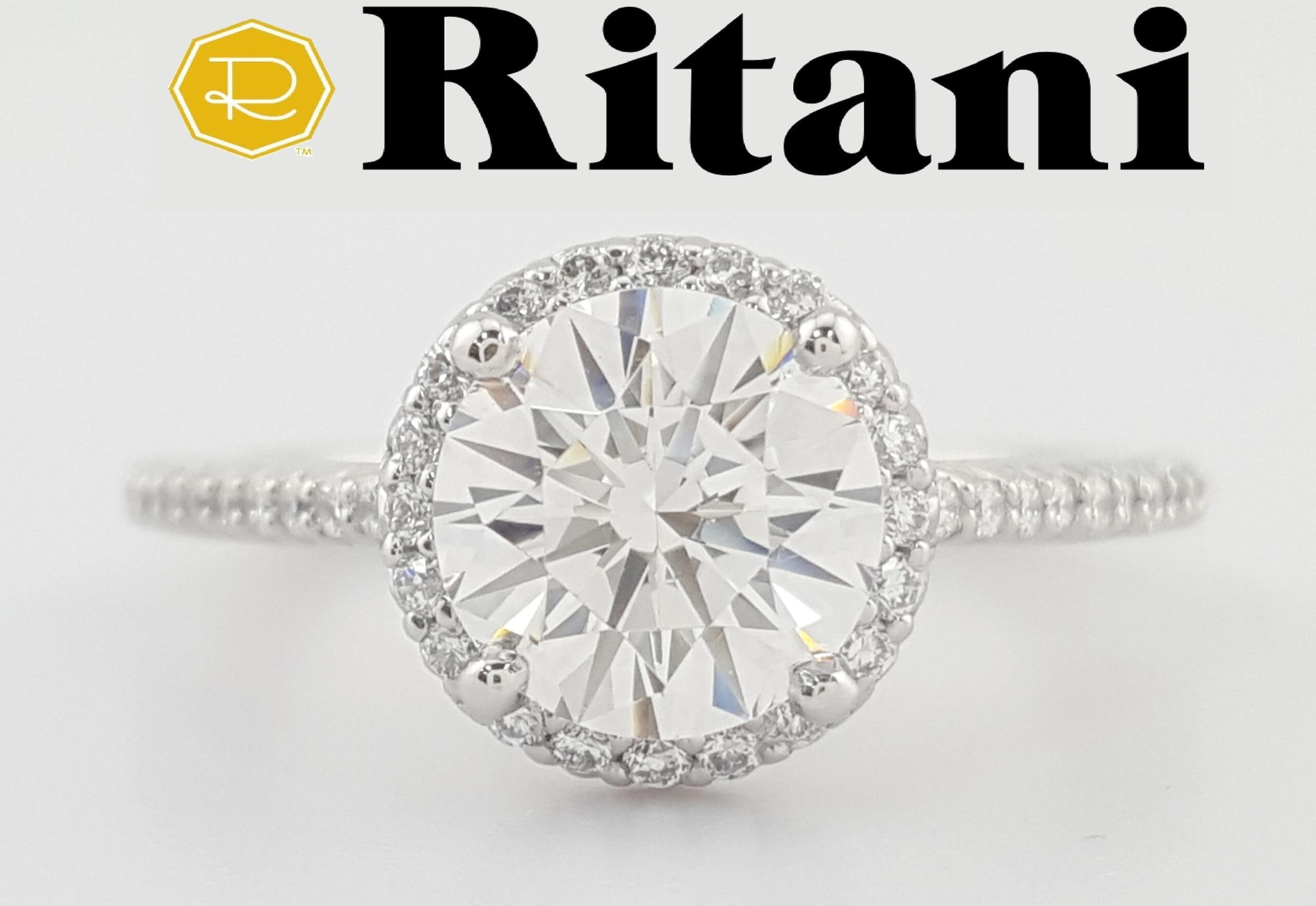 Ritani 1RZ3702 French-Set Semi-Mount Halo Engagement Ring Platinum Rt $3,650