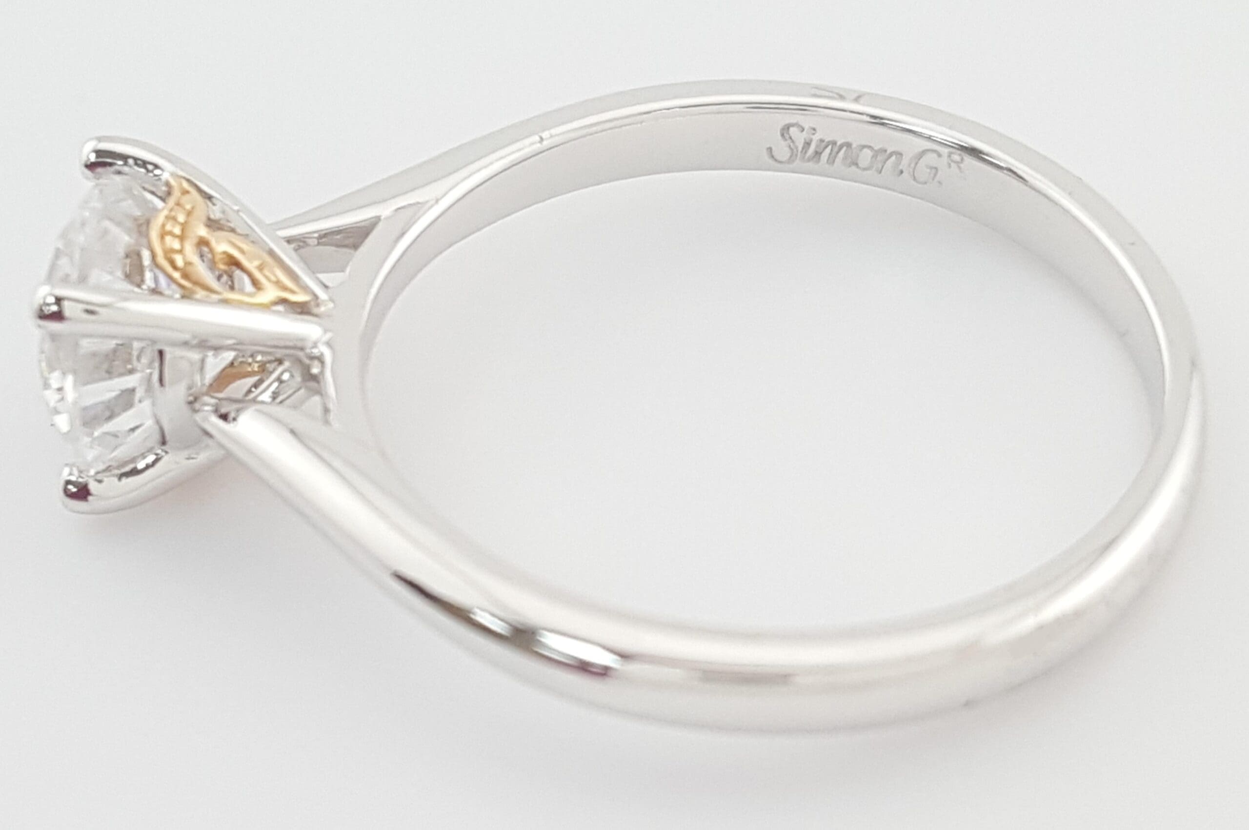 Simon G MR2954 Solitaire Semi-Mount 18k White & Rose Gold Engagement Ring $1,740